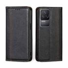 For Xiaomi Redmi K50 / K50 Pro Grid Texture Magnetic Flip Leather Phone Case(Black) - 1