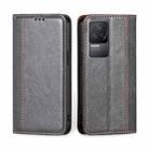 For Xiaomi Redmi K50 / K50 Pro Grid Texture Magnetic Flip Leather Phone Case(Grey) - 1