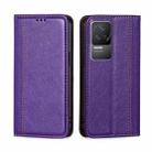 For Xiaomi Redmi K50 / K50 Pro Grid Texture Magnetic Flip Leather Phone Case(Purple) - 1