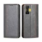 For Xiaomi Redmi K50 Gaming / Poco F4 GT Grid Texture Magnetic Flip Leather Phone Case(Grey) - 1