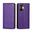 For Xiaomi Redmi K50 Gaming / Poco F4 GT Grid Texture Magnetic Flip Leather Phone Case(Purple) - 1