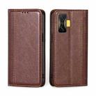 For Xiaomi Redmi K50 Gaming / Poco F4 GT Grid Texture Magnetic Flip Leather Phone Case(Brown) - 1