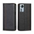 For Xiaomi 12 Lite Grid Texture Magnetic Flip Leather Phone Case(Black) - 1