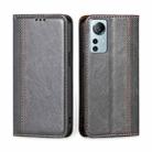 For Xiaomi 12 Lite Grid Texture Magnetic Flip Leather Phone Case(Grey) - 1