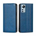 For Xiaomi 12 Lite Grid Texture Magnetic Flip Leather Phone Case(Blue) - 1