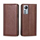 For Xiaomi 12 Lite Grid Texture Magnetic Flip Leather Phone Case(Brown) - 1