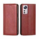 For Xiaomi 12 Pro Grid Texture Magnetic Flip Leather Phone Case(Red) - 1