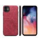 For iPhone 12 mini Card Slots Full Coverage PU+TPU Phone Case (Red) - 1