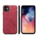 For iPhone 11 Card Slots Full Coverage PU+TPU Phone Case (Red) - 1
