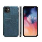 For iPhone 11 Card Slots Full Coverage PU+TPU Phone Case (Blue) - 1