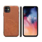 For iPhone 11 Card Slots Full Coverage PU+TPU Phone Case (Brown) - 1