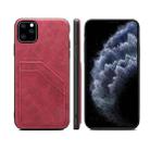 For iPhone 11 Pro Card Slots Full Coverage PU+TPU Phone Case (Red) - 1