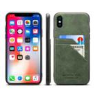 For iPhone X / XS Card Slots Full Coverage PU+TPU Phone Case(Green) - 1