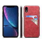 For iPhone XR Card Slots Full Coverage PU+TPU Phone Case(Red) - 1