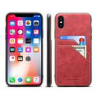 For iPhone XS Max Card Slots Full Coverage PU+TPU Phone Case(Red) - 1