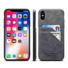 For iPhone XS Max Card Slots Full Coverage PU+TPU Phone Case(Grey) - 1