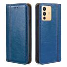 For vivo S12 / V23 5G Grid Texture Magnetic Flip Leather Phone Case(Blue) - 1