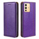 For vivo S12 / V23 5G Grid Texture Magnetic Flip Leather Phone Case(Purple) - 1