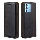 For vivo S12 Pro / V23 Pro Grid Texture Magnetic Flip Leather Phone Case(Black) - 1