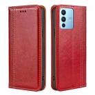 For vivo S12 Pro / V23 Pro Grid Texture Magnetic Flip Leather Phone Case(Red) - 1