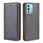 For vivo S12 Pro / V23 Pro Grid Texture Magnetic Flip Leather Phone Case(Grey) - 1