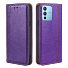 For vivo S12 Pro / V23 Pro Grid Texture Magnetic Flip Leather Phone Case(Purple) - 1