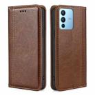 For vivo S12 Pro / V23 Pro Grid Texture Magnetic Flip Leather Phone Case(Brown) - 1