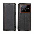 For vivo X80 China Grid Texture Magnetic Flip Leather Phone Case(Black) - 1