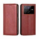 For vivo X80 China Grid Texture Magnetic Flip Leather Phone Case(Red) - 1