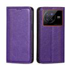 For vivo X80 China Grid Texture Magnetic Flip Leather Phone Case(Purple) - 1