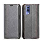 For vivo Y53s 5G / iQOO Z5x / T1x Grid Texture Magnetic Flip Leather Phone Case(Grey) - 1