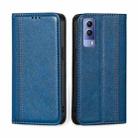 For vivo Y53s 5G / iQOO Z5x / T1x Grid Texture Magnetic Flip Leather Phone Case(Blue) - 1