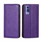 For vivo Y53s 5G / iQOO Z5x / T1x Grid Texture Magnetic Flip Leather Phone Case(Purple) - 1