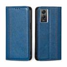 For vivo Y55s 5G Grid Texture Magnetic Flip Leather Phone Case(Blue) - 1