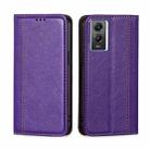 For vivo Y55s 5G Grid Texture Magnetic Flip Leather Phone Case(Purple) - 1