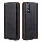 For vivo Y76s China / Y74s Grid Texture Magnetic Flip Leather Phone Case(Black) - 1