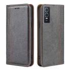 For vivo Y76s China / Y74s Grid Texture Magnetic Flip Leather Phone Case(Grey) - 1