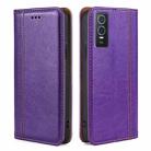 For vivo Y76s China / Y74s Grid Texture Magnetic Flip Leather Phone Case(Purple) - 1
