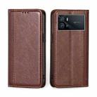 For vivo iQOO 9 5G Grid Texture Magnetic Flip Leather Phone Case(Brown) - 1