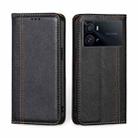 For vivo iQOO 9 Pro 5G Grid Texture Magnetic Flip Leather Phone Case(Black) - 1