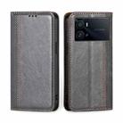 For vivo iQOO 9 Pro 5G Grid Texture Magnetic Flip Leather Phone Case(Grey) - 1