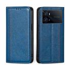For vivo iQOO 9 Pro 5G Grid Texture Magnetic Flip Leather Phone Case(Blue) - 1