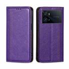 For vivo iQOO 9 Pro 5G Grid Texture Magnetic Flip Leather Phone Case(Purple) - 1