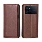 For vivo iQOO 9 Pro 5G Grid Texture Magnetic Flip Leather Phone Case(Brown) - 1