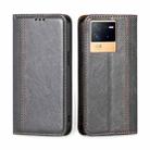 For vivo iQOO Neo6 5G Grid Texture Magnetic Flip Leather Phone Case(Grey) - 1