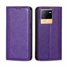 For vivo iQOO Neo6 5G Grid Texture Magnetic Flip Leather Phone Case(Purple) - 1