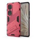 For Honor 70 Pro Punk Armor 2 in 1 PC + TPU Shockproof Case with Invisible Holder(Light Red) - 1