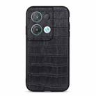 For OPPO Reno8 Crocodile Texture Genuine Leather Phone Case(Black) - 1