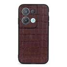 For OPPO Reno8 Crocodile Texture Genuine Leather Phone Case(Brown) - 1