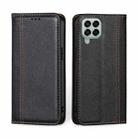 For Samsung Galaxy M33 5G Grid Texture Magnetic Flip Leather Phone Case(Black) - 1